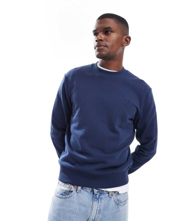 Fred Perry crew neck sweatshirt in navy