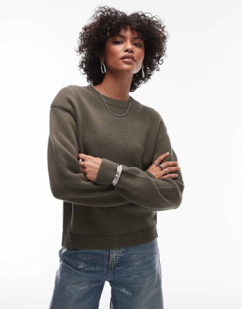 & Other Stories knitted wool sweater in khaki green