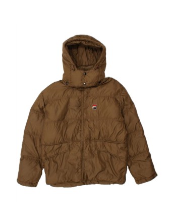 Vintage Fila Hooded Padded Jacket UK 36/38 Small In Brown