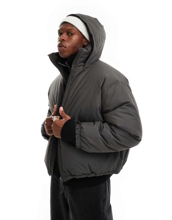 Weekday Floyd bomber puffer coat in dark grey