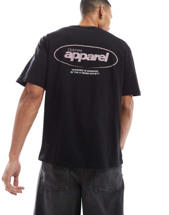 Jack & Jones oversized t-shirt with apparel back print in black
