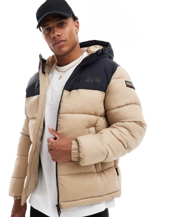 Napapijri Hornelen logo puffer jacket in beige