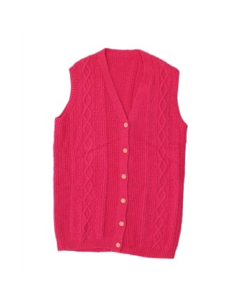 Vintage Sleeveless Cardigan Sweater UK 14 Large In Pink