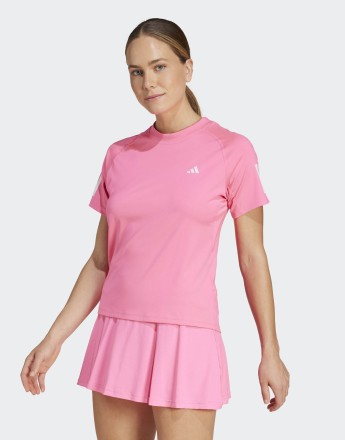 adidas performance Club 3-stripes tennis climacool tee in lucid pink