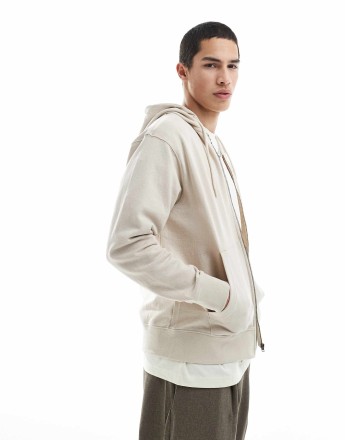 Jack & Jones super oversized zip hoodie in cream