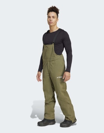 adidas Terrex xperior 2l insulated bib pants in olive strata / white