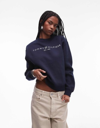 Tommy Hilfiger Crew neck fleece sweatshirt in dark blue