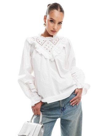 River Island cutwork blouse in white