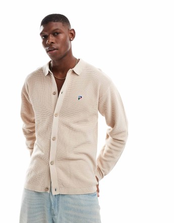 Parlez arthur waffle knit cardigan in beige