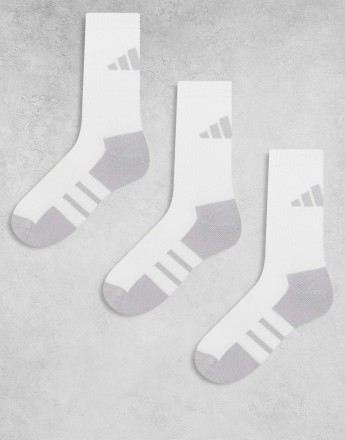 adidas Running essentials crew socks in white and grey 3 pack