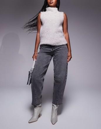 River Island oversized barrel leg jean in grey