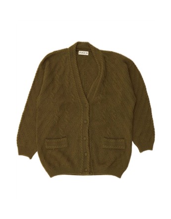 Vintage Cardigan Sweater UK 20 2XL In Green Wool