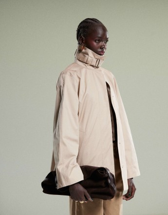 & Other Stories short trench jacket with strap funnel neck detail in beige