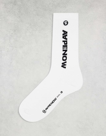 Aape By A Bathing Ape logo socks in white