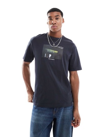 ONLY & SONS t-shirt with photo print in navy