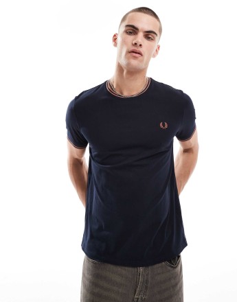 Fred Perry twin tipped t-shirt in in navy blue