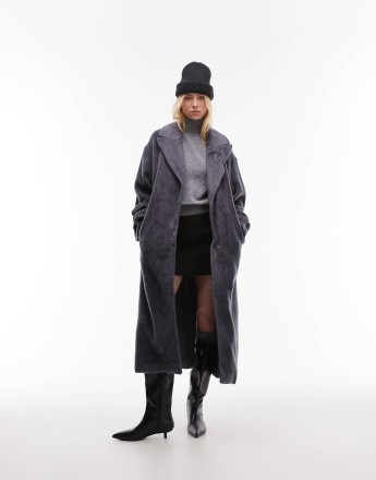 Topshop Tall chuck on coat in grey