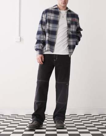 Dickies double knee baggy denim jeans in washed black
