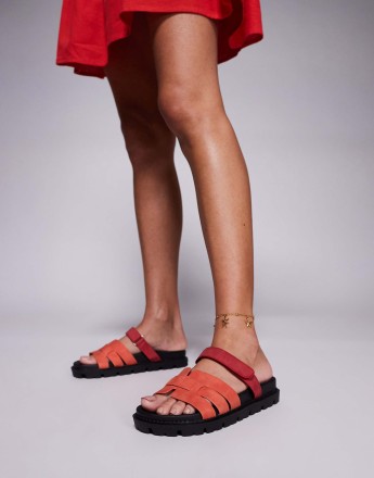 Simmi London Adelle mule sandals with strap in orange