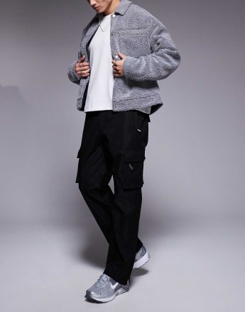 The Couture Club heavyweight nylon cargo trouser in black