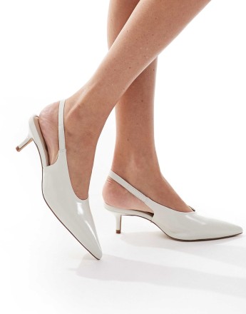ALDO Oceweth slingback kitten heeled shoes in white leather