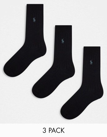 Polo Ralph Lauren 3 pack egyptian cotton socks in black