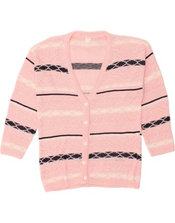 Vintage Size M Striped Cardigan Sweater in Pink