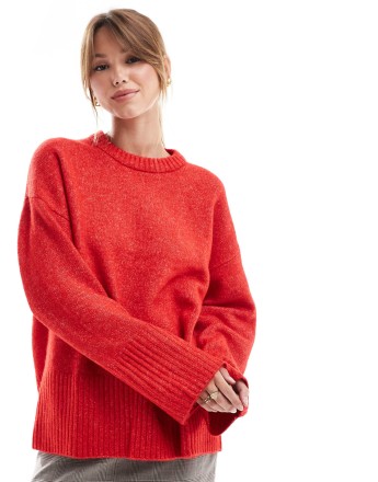 JJXX oversized knitted jumper in red
