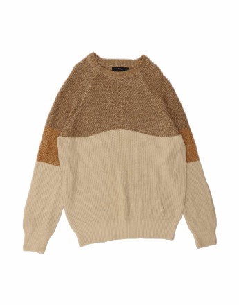 Vintage Nautica Boat Neck Jumper Sweater XL In Brown Colourblock