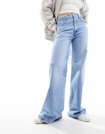 Levi's ribcage bells high rise flare jeans in light blue wash