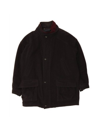 Vintage Loose Fit Overcoat It 50 Large In Black Wool