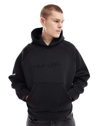 Bershka boxy fit premium hoodie in black