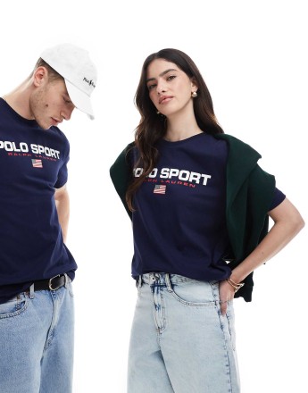 Polo Ralph Lauren Sport capsule unisex large chest flag logo t-shirt classic oversized fit in navy