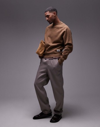 Mango crew neck sweatshirt in tan
