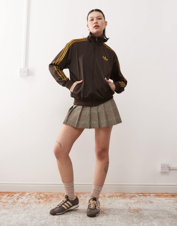 adidas Originals Firebird Loose track top in brown