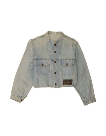 Vintage Crop Denim Jacket UK 14 Medium In Blue