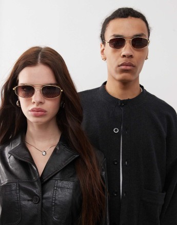 Reclaimed Vintage unisex 90s wire gold sunglasses