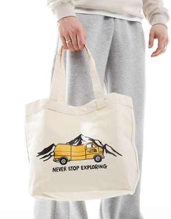 The North Face Camper Van logo tote bag in ecru