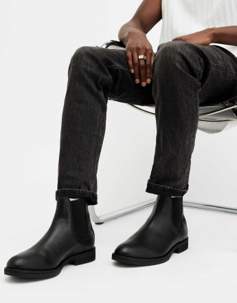 AllSaints creed leather boots in black