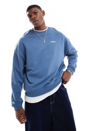 Parlez Vernon crew neck logo sweatshirt in blue