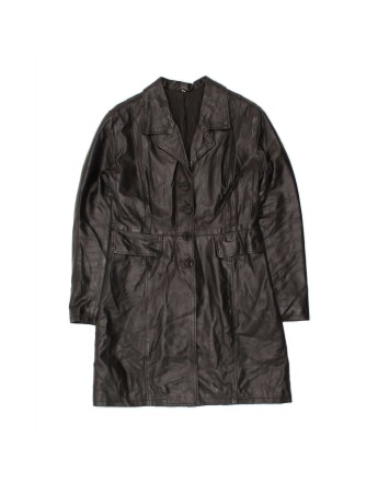 Vintage Leather Coat UK 10 Small In Black