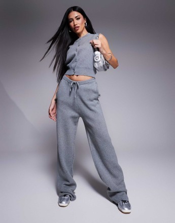 The Couture Club co-ord relaxed knit joggers in grey marl