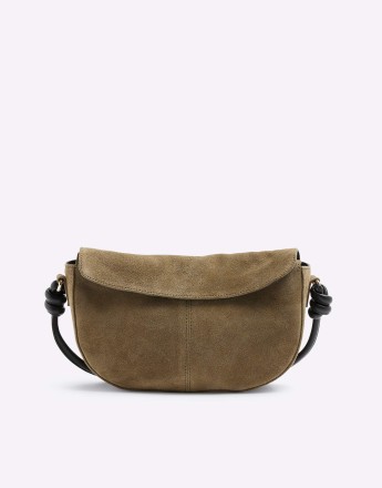 River Island suede scoop bag in dark green