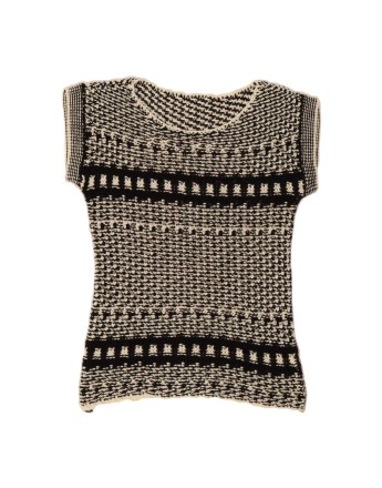 Vintage Boat Neck Jumper Sweater UK 8 Small In Black Striped