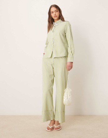 Sister Jane wide leg stripe trouser co-ord in green