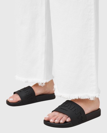 AllSaints Biggy rubber sliders in black