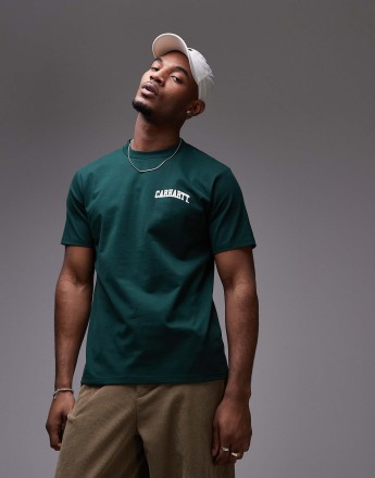 Carhartt WIP university script t-shirt in dark green
