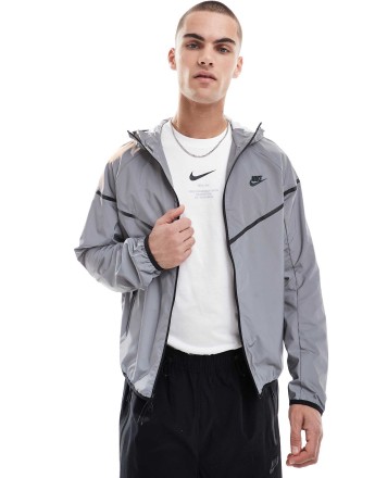 Nike Tech Woven full zip jacket in reflective silver