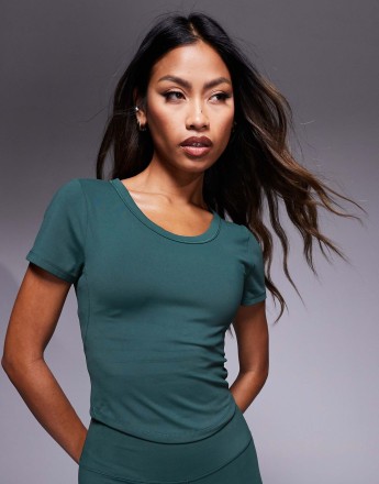 Nike One Training fitted cropped t-shirt in green