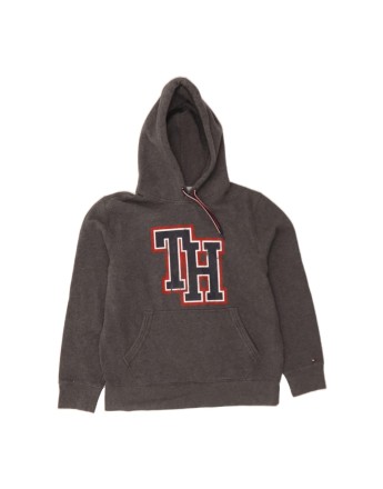 Vintage Tommy Hilfiger Graphic Hoodie Jumper Medium In Grey